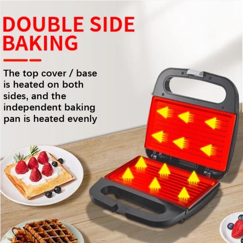 Sandwich Maker JMk2019 – Non-Stick Plates, 1500W, Cool Touch Handle, Compact & Easy to Clean