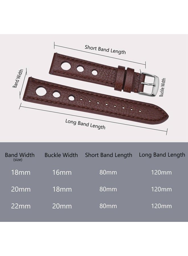 BISONSTRAP Rally Watch Bands, Shrunken Leather Watch Straps for Men, 18mm, Brown with Silver Buckle  - Image 5