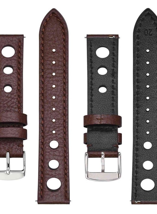 BISONSTRAP Rally Watch Bands, Shrunken Leather Watch Straps for Men, 18mm, Brown with Silver Buckle  - Image 3