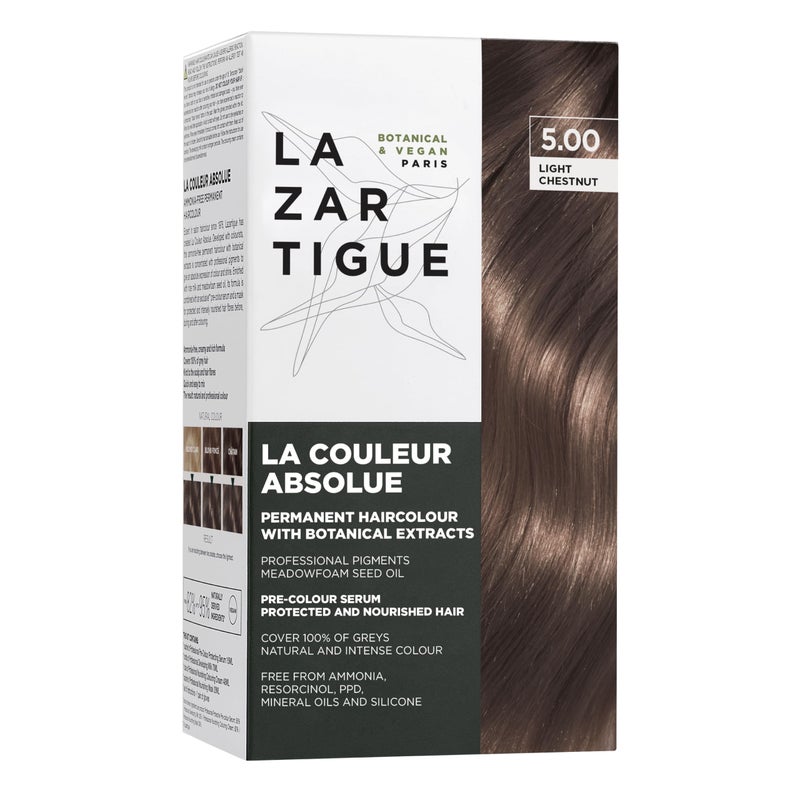 Lazartigue La Couleur Absolue, Permanent Hair Color with Botanical Extracts, Light Chestnut, Full Grey Coverage Coloring Kit, Vegan, Cruelty-Free, Ammonia-Free - Image 1