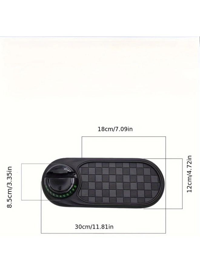 Grey Checkered Car Dashboard Organizer Mat With Phone Holder And Glasses Storage - Image 2