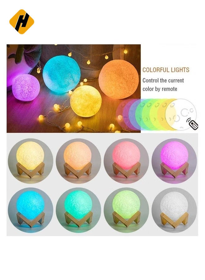 HuHa 3D Printing Moon Lamp 16 Colors Moon Light 7.87 Inch Night Light for Kids Gift for Women USB Charging and Touch Control Brightness Lunar Lamp  - Image 4