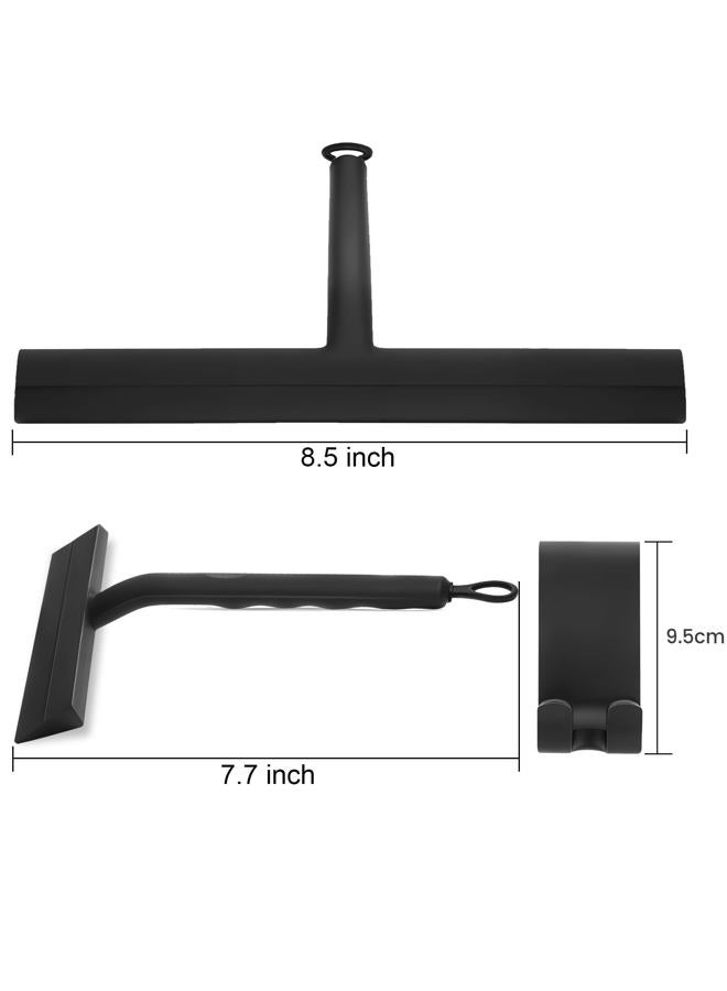 wlich Shower Squeegee for Glass Doors and Bathroom, Stainless Steel with Silicone Blade, Window and Mirror Cleaner with No-Drill Hook, Streak-Free Cleaning Tool - Image 2