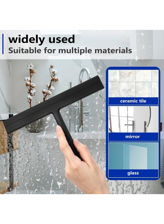 wlich Shower Squeegee for Glass Doors and Bathroom, Stainless Steel with Silicone Blade, Window and Mirror Cleaner with No-Drill Hook, Streak-Free Cleaning Tool - Image 4