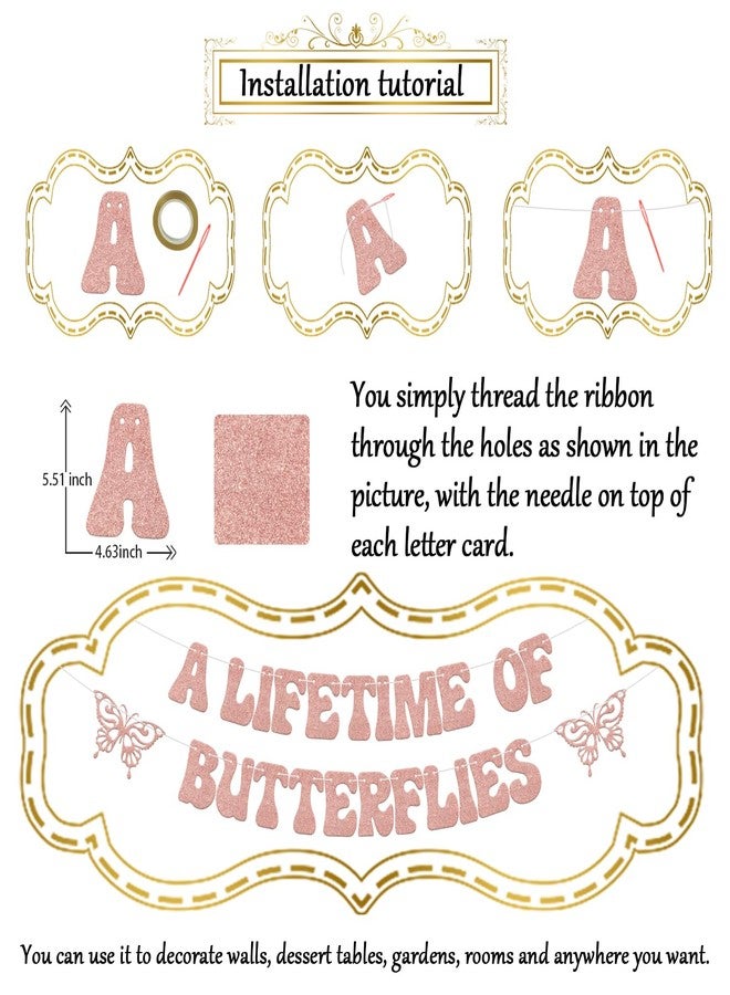 WFKLDF A Lifetime of Butterflies Banner, Butterfly Bridal Shower Decorations, Butterfly Theme Wedding Bachelorette Party Decorations - Image 2