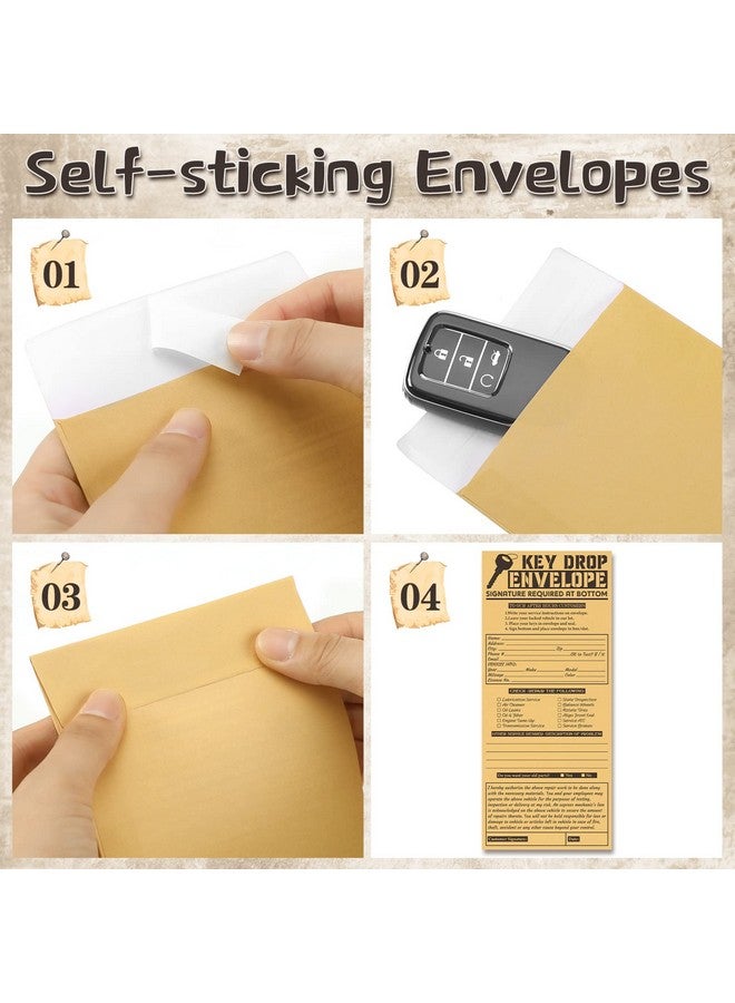 Geyee 500 Pcs Drop Key Envelopes Auto Shop Repair Service Drop Box Self Adhesive Envelopes Overnight Drop Box Envelopes For Auto Repair Shops And Mechanics, Kraft, 4.125 X 9.5 Inches (Classic) - Image 2
