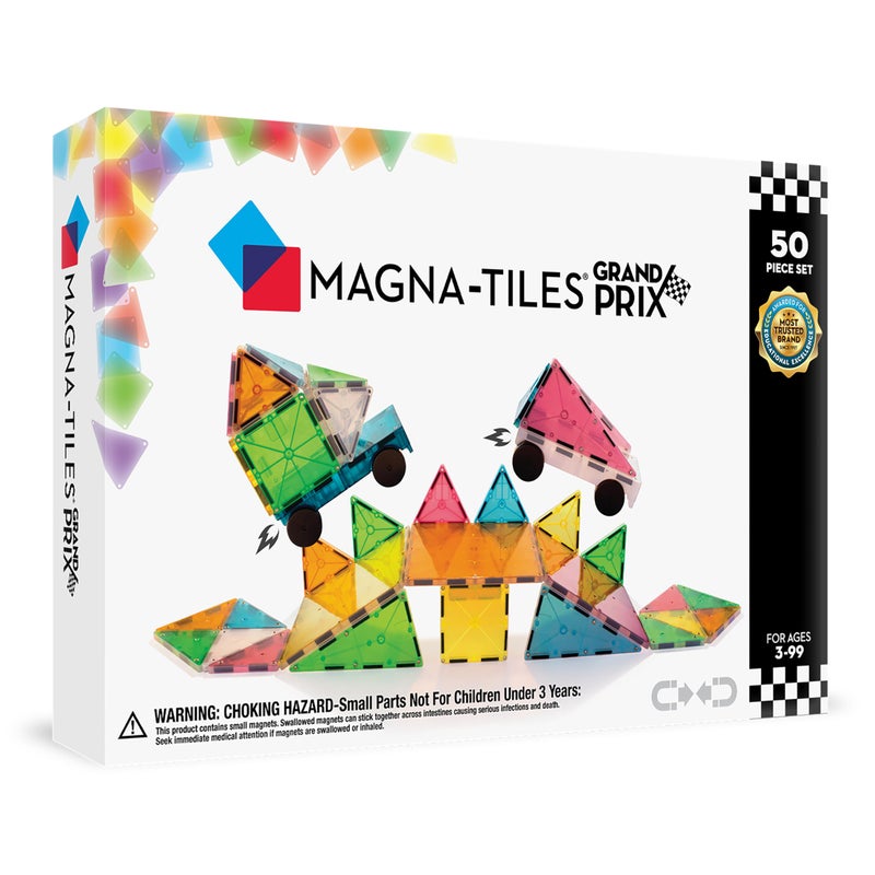 MAGNA-TILES Grand Prix 50-Piece Magnetic Construction Set, The ORIGINAL Magnetic Building Brand - Image 1