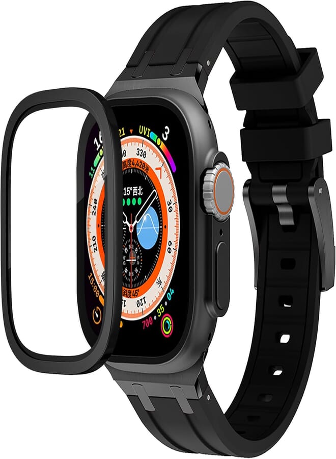 MRYUESG Compatible with Apple Watch Ultra 2 Band for Men, Silicone Strap and Stainless Steel Buckle Designed for iPhone Watch, Fit iWatch Bands Ultra Series 9 8 7 6 5 4 3 2 1 SE