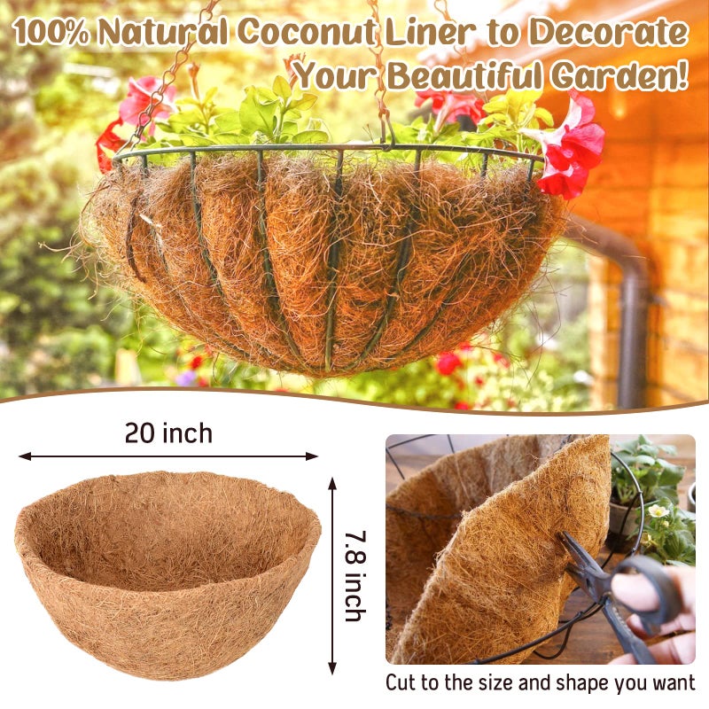 Legigo 3 Pack 20 Inch Hanging Basket Coco Liners Replacement, 100% Natural Round Coconut Coco Fiber Planter Basket Liners for Hanging Basket Flowers/Vegetables - Image 3