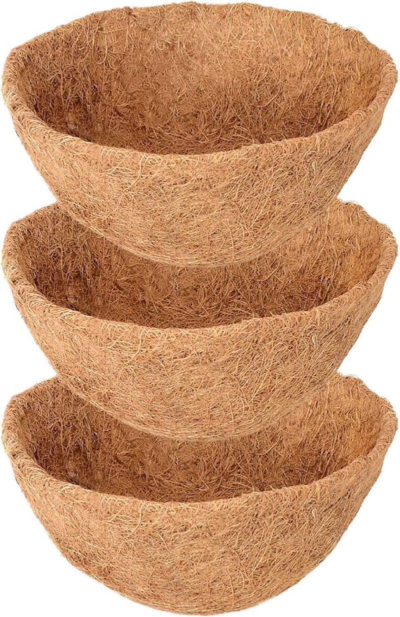 Legigo 3 Pack 20 Inch Hanging Basket Coco Liners Replacement, 100% Natural Round Coconut Coco Fiber Planter Basket Liners for Hanging Basket Flowers/Vegetables - Image 1