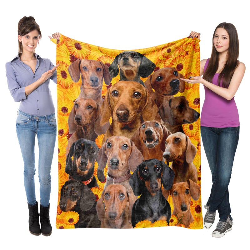 NHBTGSF Dachshund Dog Fleece Blanket Soft Dogs Flannel بطانية رمي دششوند هدية للنساء للبنات Girl - Image 1