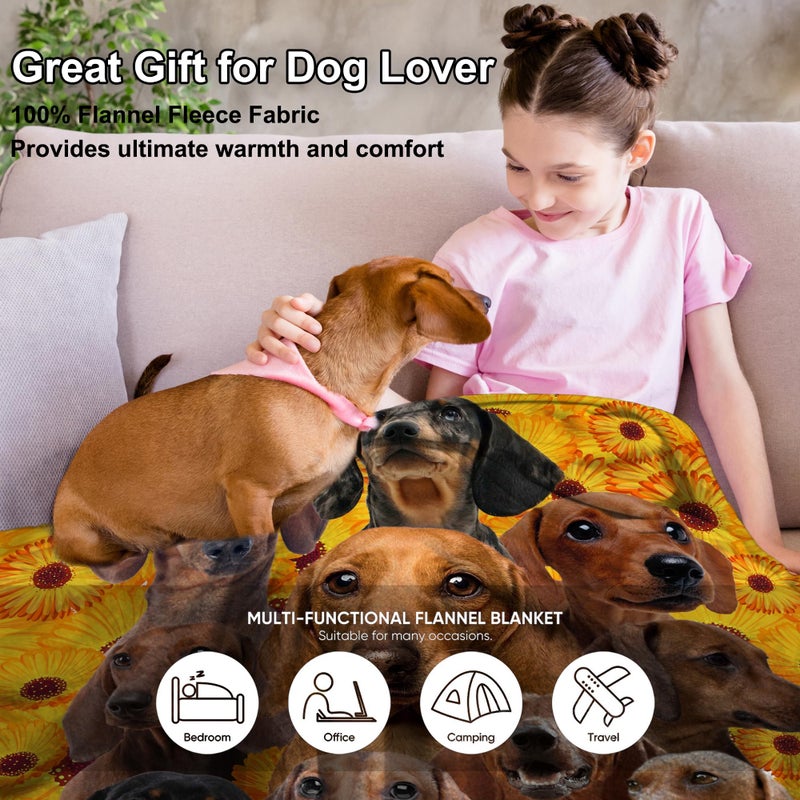 NHBTGSF Dachshund Dog Fleece Blanket Soft Dogs Flannel بطانية رمي دششوند هدية للنساء للبنات Girl - Image 3