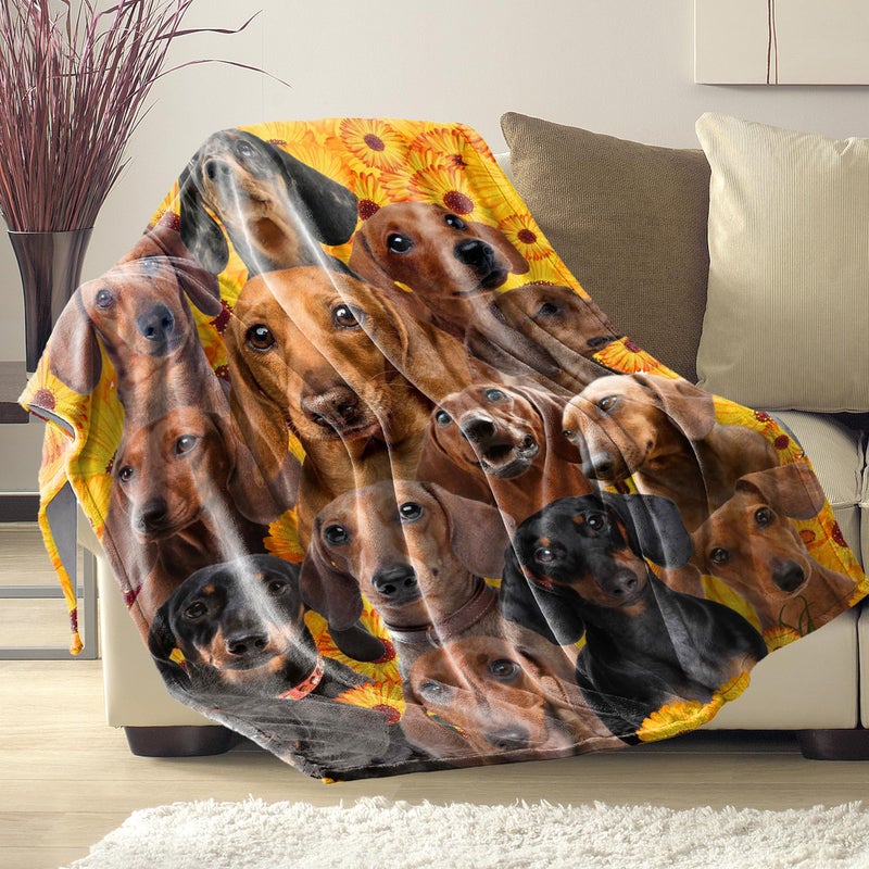 NHBTGSF Dachshund Dog Fleece Blanket Soft Dogs Flannel بطانية رمي دششوند هدية للنساء للبنات Girl - Image 2