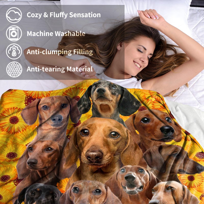 NHBTGSF Dachshund Dog Fleece Blanket Soft Dogs Flannel بطانية رمي دششوند هدية للنساء للبنات Girl - Image 5