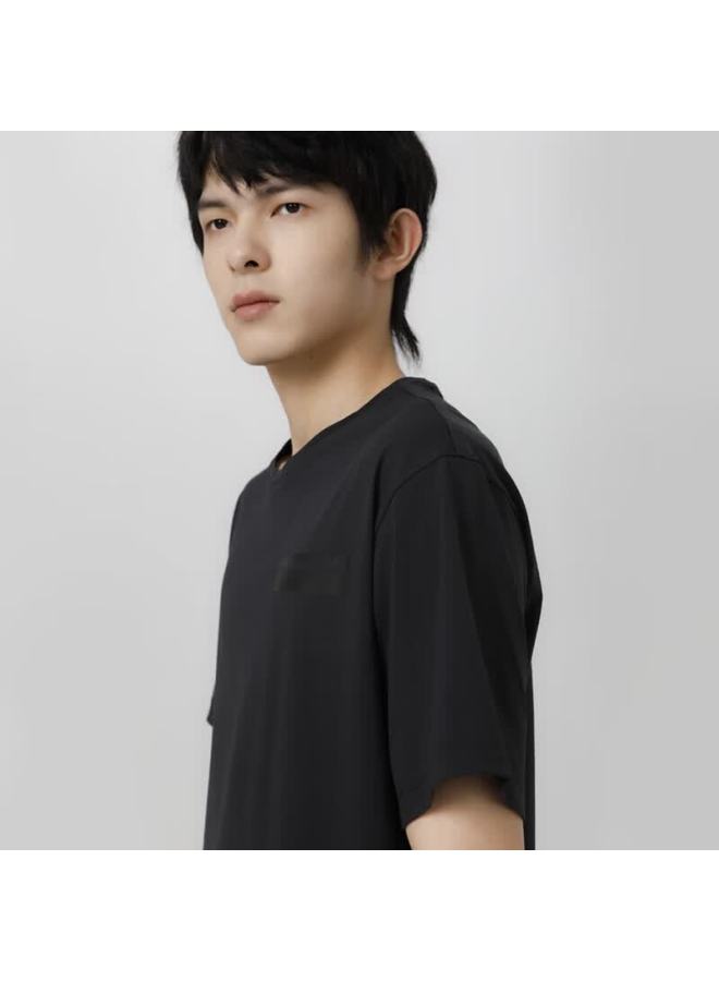 Markless [simple Quick-dry] Men's Short-sleeve Summer Sports T-shirt, Loose Round Neck Top, Txb3642m, Black, Xxl - Image 1