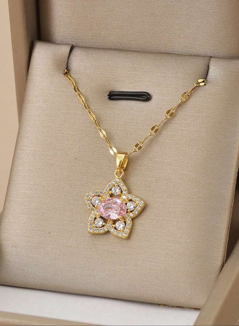 إيكوال سلسال نسائي مصنوع من الاستانلس ستيل مطلي باللون الذهبي - Image 1