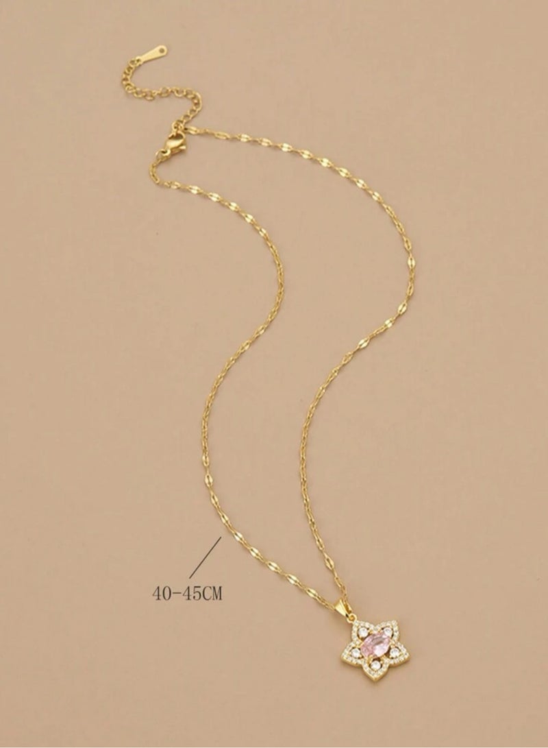 إيكوال سلسال نسائي مصنوع من الاستانلس ستيل مطلي باللون الذهبي - Image 3