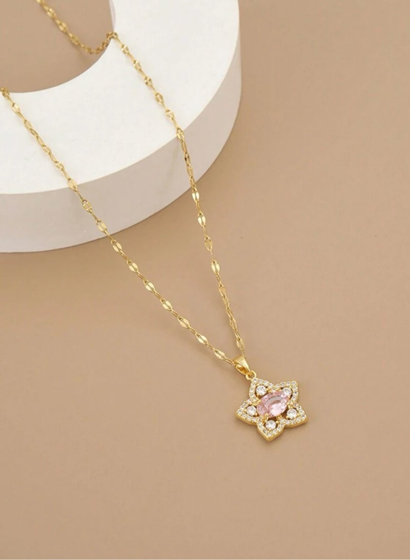 إيكوال سلسال نسائي مصنوع من الاستانلس ستيل مطلي باللون الذهبي - Image 2