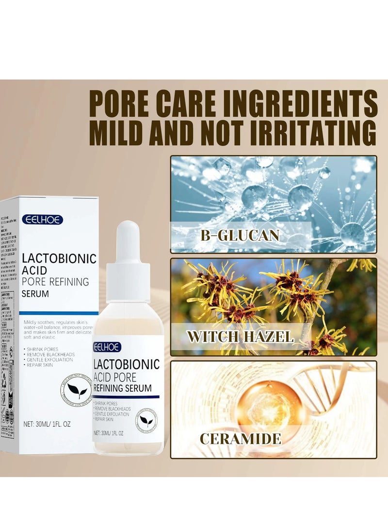 إيلهو مصل تنقية المسام من حمض اللاكتوبيونيك - مصل شد البشرة وتقليل المسام للرجال والنساء ، المسام الكبيرة ، تقليل الرؤوس السوداء وتحسين ملمس البشرة ، تقليص المسام تقليل الخطوط الدقيقة سائل الوجه 30 مل - Image 4