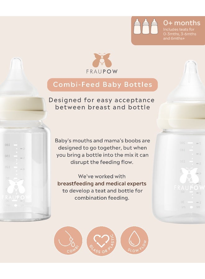 Fraupow Combi-Feed Baby Bottles | Pack of 3 | 200ml Anti-Colic Baby Bottle with Slow Flow Breast Teat | Reduces Nipple Confusion | Award Winning Baby Feeding Essentials | Includes Midwife Consultation - Image 4