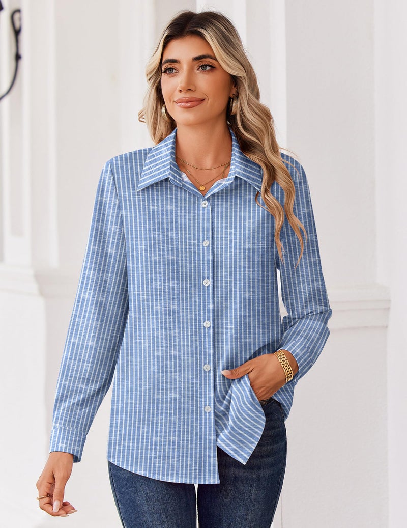 Zeagoo Women's Blouses & Button-Down Shirts Spring Clothes Long Sleeve Business Casual Tops Fall Fashion Office Wear - Image 5