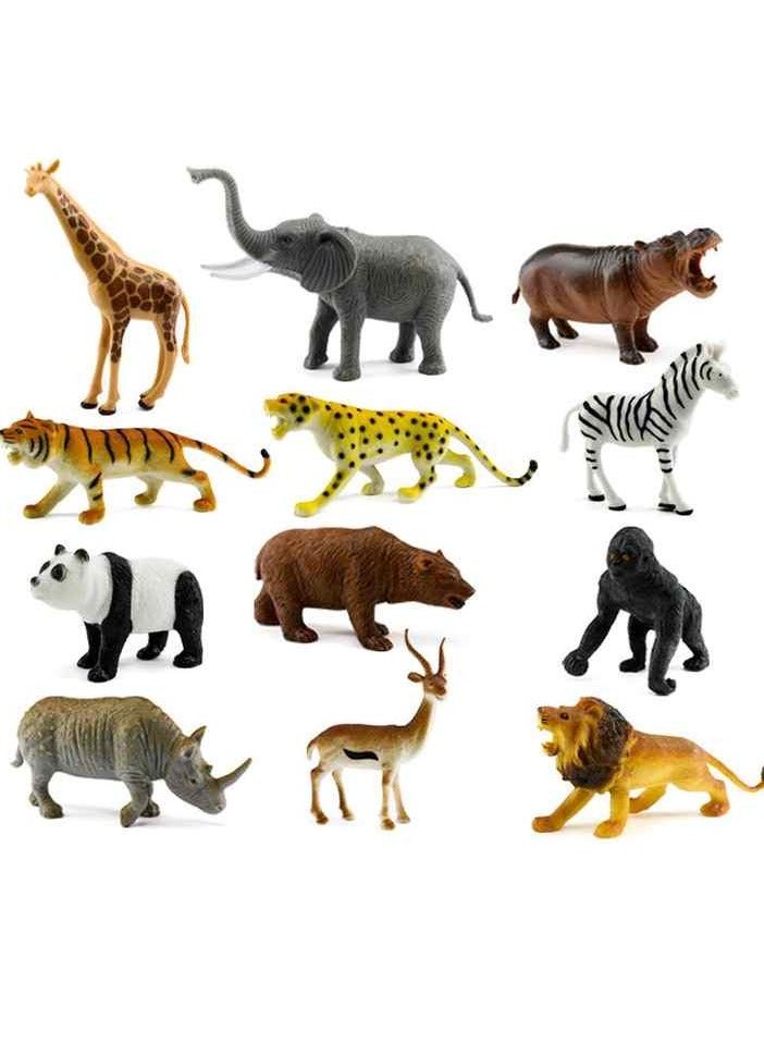12-Piece Realistic Wild Animal Toy Set for Kids – Jungle & Safari Figures (Lion, Panda, Giraffe, Gorilla & More) – Educational & Durable Playset for Boys & Girls