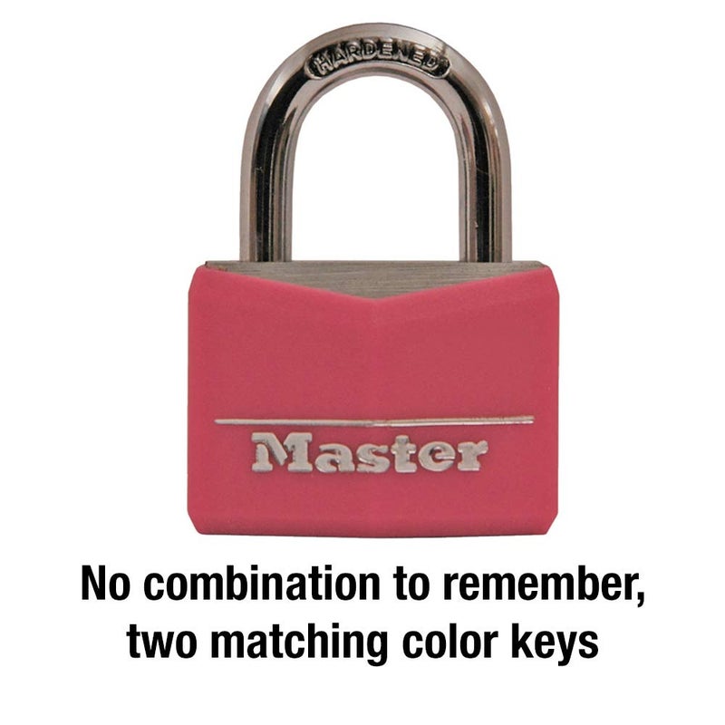 Master Lock Pink Covered Aluminum Keyed Padlock with Steel Shackle, Lock for Gym or School Locker with 1-9/16 Inch Lock Body, 146D - Image 4
