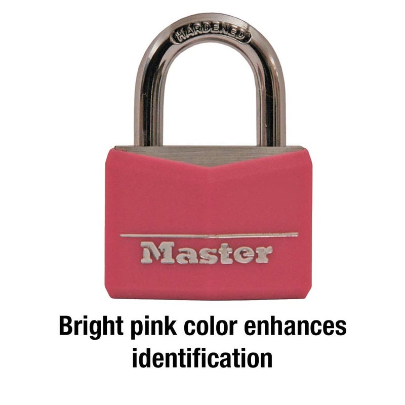 Master Lock Pink Covered Aluminum Keyed Padlock with Steel Shackle, Lock for Gym or School Locker with 1-9/16 Inch Lock Body, 146D - Image 5