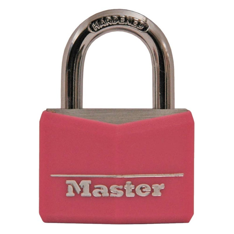Master Lock Pink Covered Aluminum Keyed Padlock with Steel Shackle, Lock for Gym or School Locker with 1-9/16 Inch Lock Body, 146D - Image 1