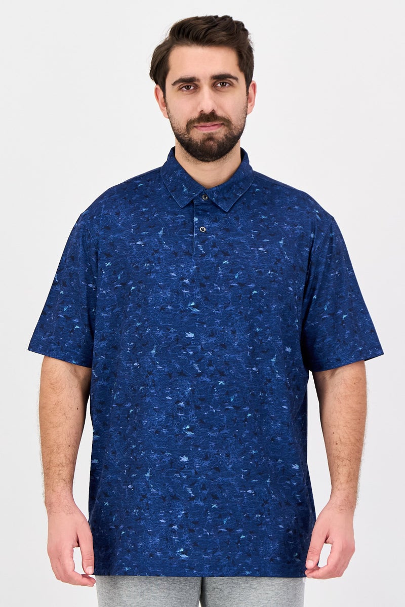 Greg Norman Men Sportswear Fit Short Sleeve Outdoor Polo Shirt, Navy - Image 1