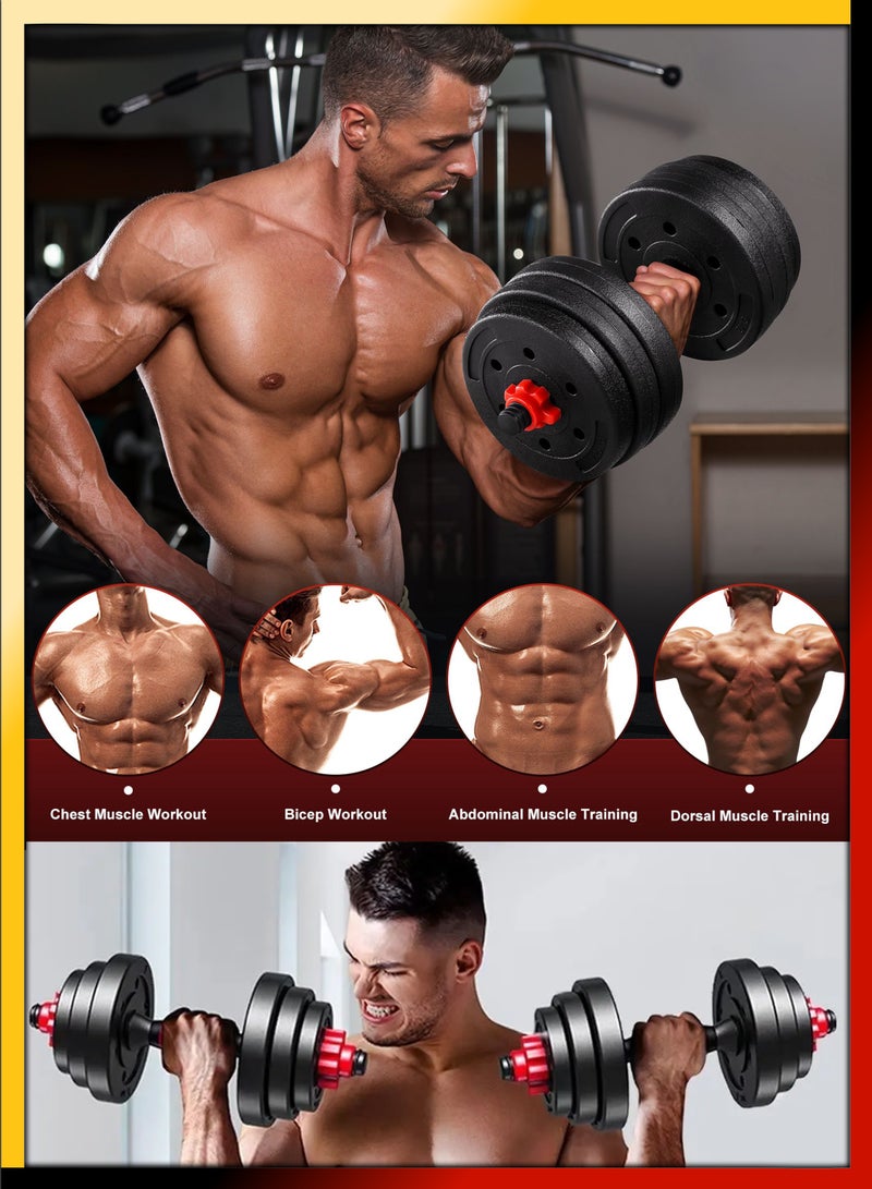 DBLEW 30kg Adjustable Dumbbell Barbell Macebell (2 Piece) Set with Non-slip Connecting Rod Muscle Training For Men Women Body Home Gym Fitness Workout Weightlifting Exercise - Image 3