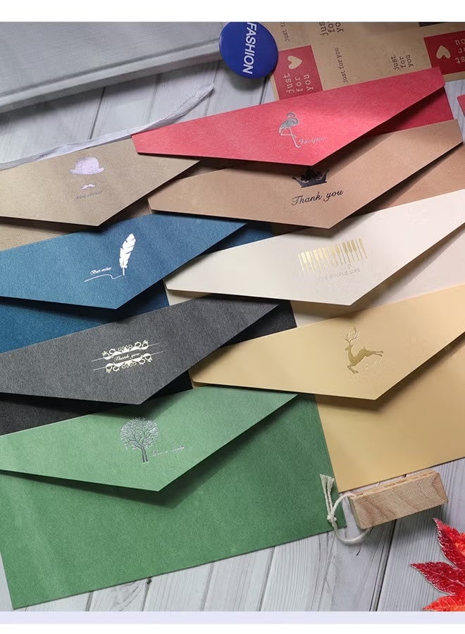 8 PCS Vintage Colourful Kraft Paper Envelopes Kraft Paper Envelopes Invitation Envelopes Budget Envelopes - Image 2
