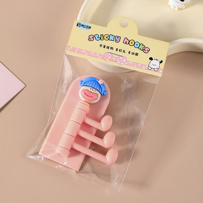 Multifunctional Cartoon Hooks Seamless Student Dorm Pink (big mouth bangs doll)