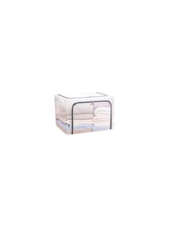 Foldable Transparent Storage Bags for Clothes Stackable Storage Boxes Storage Units with Stainless Steel Frame Folding Cabinet Boxes Steel Zipper Large Capacity 66L BLACK
