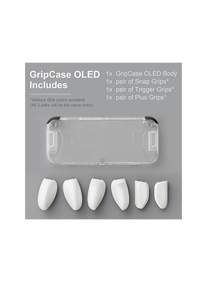 بروماس OLED لطراز Nintendo Switch OLED: غطاء حماية شفاف قابل للإرساء مع مقابض قابلة للتبديل [ليناسب جميع أحجام الأيدي] [بدون حقيبة حمل] - OLED أبيض - Image 2