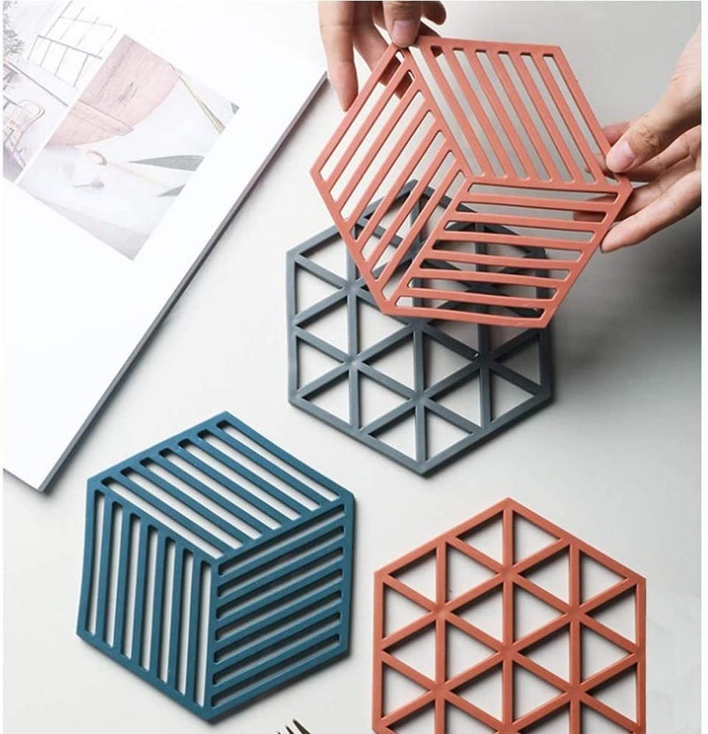 Dhvsam Silicone Table Mats Insulated Flexible Durable Non Slip Coasters Kitchen Table Protector Mat Heat Trivet Mat for Bowl Dishes Pack of 4 - Image 2