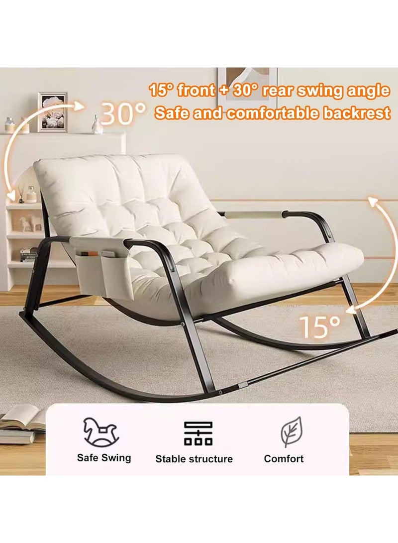 OHAHO Outdoor Rocking Chair Oversized Patio Rocker Comfy Reading Lounge Indoor Egg Chair for Bedroom Living Room Porch Garden Lawn - Image 3
