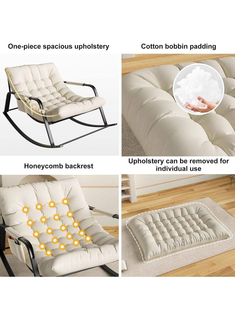 OHAHO Outdoor Rocking Chair Oversized Patio Rocker Comfy Reading Lounge Indoor Egg Chair for Bedroom Living Room Porch Garden Lawn - Image 4