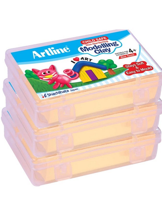 طين تشكيل من آرت لاين، وزن ١٥٠ غرامًا (لون خوخي - عبوة من ٣ قطع) | آمن للأطفال (٣ سنوات فما فوق)