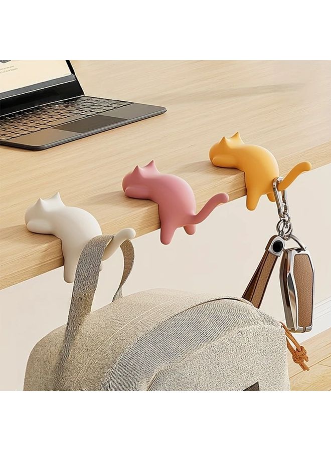 Pink Cat Hook No Drill No Trace Multifunctional Table Side Hanger For School Desk - Image 2