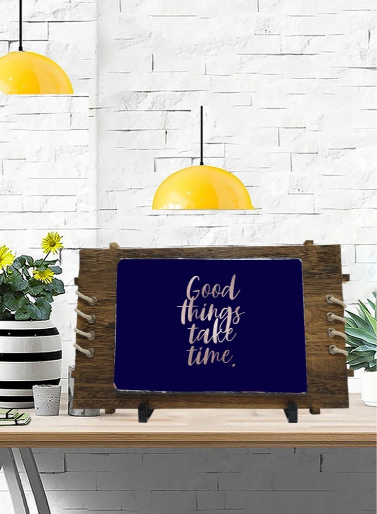 Service Zone Protective Printed White Rectangle Shape Marble Photo Frame for Table Top Good Things Take Time  - Image 1