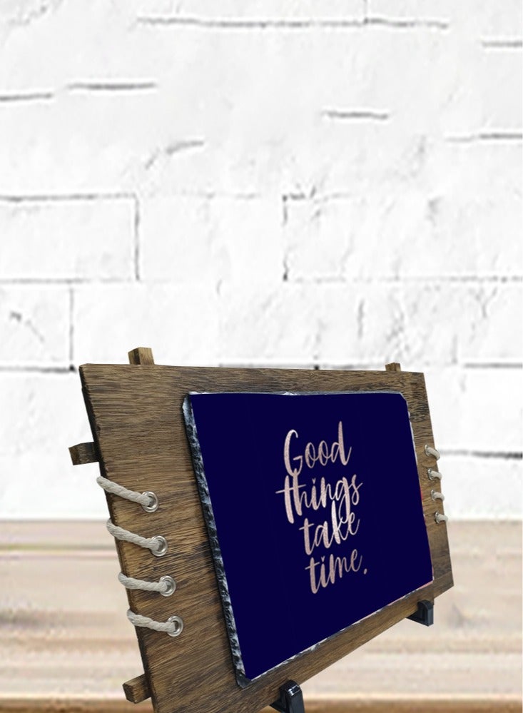 Service Zone Protective Printed White Rectangle Shape Marble Photo Frame for Table Top Good Things Take Time  - Image 3