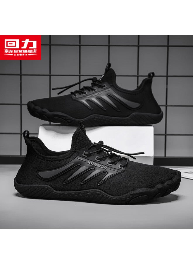 Pull Back Warrior Men'S Running Shoes Summer New Trend Breathable Soft Sole Sports Shoes Black 40 - Image 1