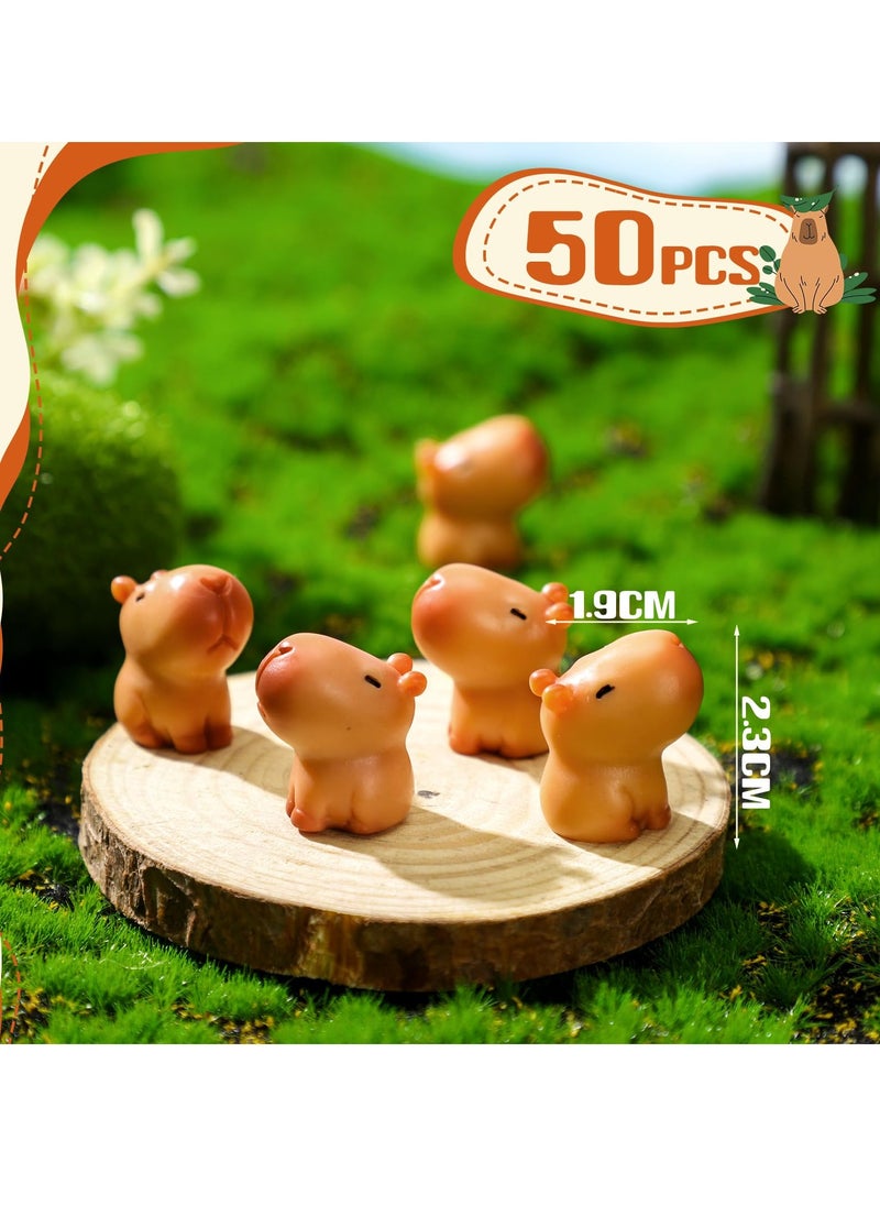 SYOSI - 50 Pcs Capybara Figurines Mini Capybara Resin Figurines Capybara Figure Ornament Miniature Animal Desktop Tabletop Outdoor Craft Decor for Garden Accessories Decorations Gifts(Classic Style) - Image 1
