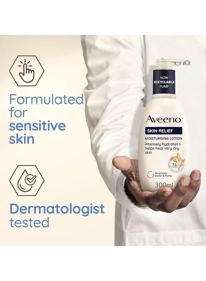 Aveeno Skin Relief Moisturising Lotion, Suitable For Sensitive Skin, 72-Hour Intense Hydration, Helps Heal Very Dry and Unscented, 300ml - Image 5