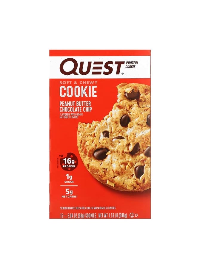 QUEST NUTRITION Protein Cookie Peanut Butter Chocolate Chip 12 Pack 2.04 oz 58 g Each  - Image 1