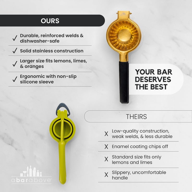 A Bar Above Stainless Steel Hand Juicer, Heavy Duty Citrus Press for Cocktails, Fruit Juice Squeezer for Lemons, Limes, and Oranges, Manual Juicer for Bartenders, Home Bars, and Mixology Kits - Image 5