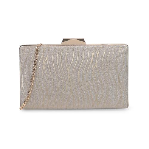 Mochi Metro Women Gold Fashion PU Soft Body Lock closure Solid Clutches (38-199) - Image 1