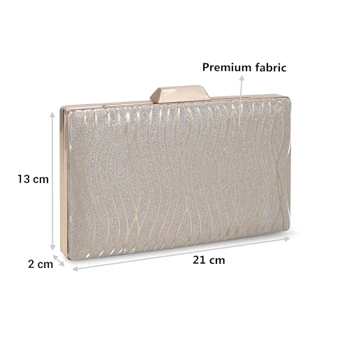 Mochi Metro Women Gold Fashion PU Soft Body Lock closure Solid Clutches (38-199) - Image 4