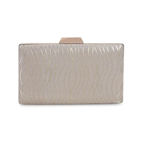 Mochi Metro Women Gold Fashion PU Soft Body Lock closure Solid Clutches (38-199) - Image 5